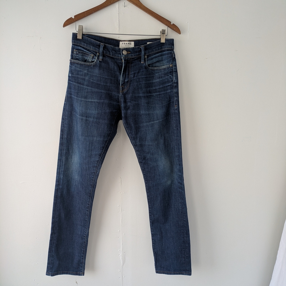 FRAME L'Homme Slim Fit Jeans - Men's Size 30 - Blue Stretch Denim